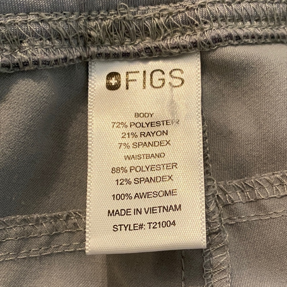 FIGS Large Gray with Pink Drawstring Pants, Style T21004 Kade Cargo Scrubs - Picture 6 of 9